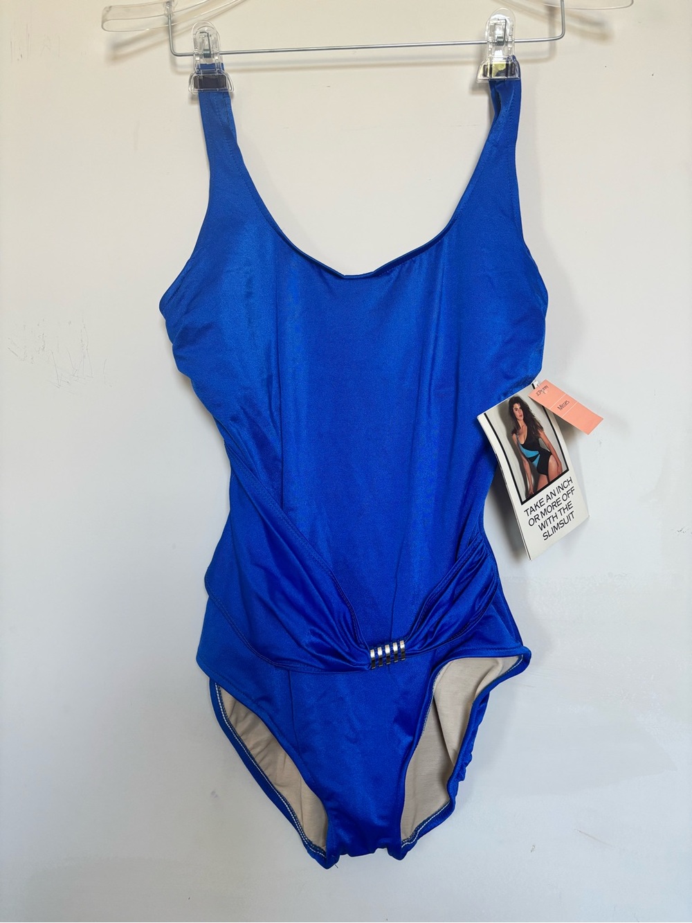 Vintage 1980s JCPenney Royal Blue One-Piece swimsuit size 14 modern fit 8-10